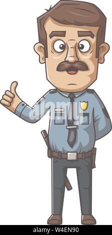Cartoon funzionario di polizia. Disegnata a mano illustrazione vettoriale. Illustrazione Vettoriale