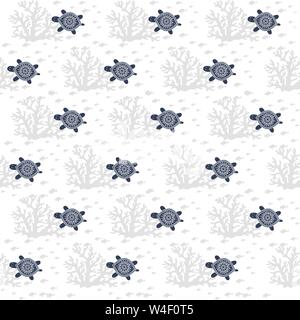 Le tartarughe marine perfetta configurazione vettore. Carino modello marino per vestiti del bambino, tessuto, tessuto, carta di avvolgimento. Gli animali del fumetto illustrazione vettoriale Illustrazione Vettoriale