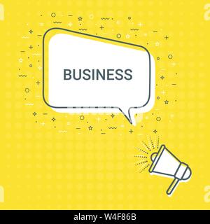 Megafono con Business discorso bolla. Altoparlante. Illustrazioni per la promozione del Marketing per poster e stampe, Menu Design, Negozio carte, Cafe, il ristorante scudetti, etichette, imballaggio ecc. eps 10 Illustrazione Vettoriale