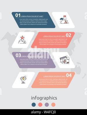 Vettore piatto infografico concetto di modello di quattro etichette, diagramma grafico. Il concetto di business con 4 opzioni. Per il contenuto, del diagramma di flusso, fasi, timeline Illustrazione Vettoriale