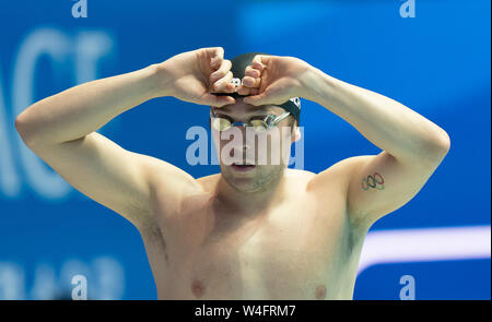 Gwangju, Corea del Sud. 23 Luglio, 2019. Nuoto nel Campionato del Mondo: Marco Koch dalla Germania la formazione. Credito: Bernd Thissen/dpa/Alamy Live News Foto Stock