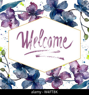 Orchid floreale di fiori botanica. Wild molla a balestra di fiori selvaggi isolati. Acquerello illustrazione dello sfondo impostato. Disegno ad acquerello fashion aquarelle. Foto Stock