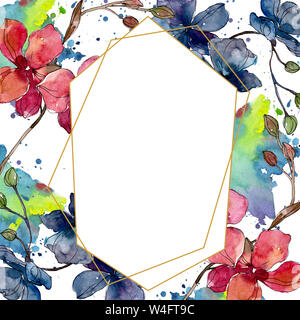 Orchid floreale di fiori botanica. Wild molla a balestra di fiori selvaggi isolati. Acquerello illustrazione dello sfondo impostato. Disegno ad acquerello fashion aquarelle. Foto Stock