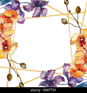 Orchid floreale di fiori botanica. Wild molla a balestra di fiori selvaggi isolati. Acquerello illustrazione dello sfondo impostato. Disegno ad acquerello fashion aquarelle. Foto Stock