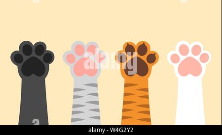 Set di colori diversi gatti zampe fino. Illustrazione Vettoriale. Illustrazione Vettoriale