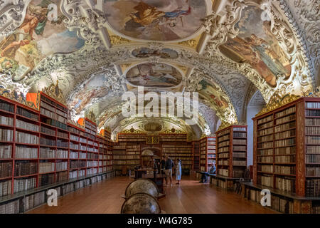 Praga, 15 luglio 2019 - Biblioteca storica del Monastero di Strahov a Praga. 18 secolo edificio la cui architettura scuola italiana è evidente da stucco Foto Stock