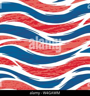 Texture a strisce con i colori della bandiera francese. Vector Seamless Pattern sfondo isolato Illustrazione Vettoriale