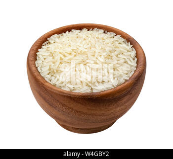 Riso Basmati isolato su sfondo bianco con tracciato di ritaglio Foto Stock