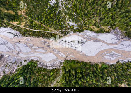 Veduta aerea Streimbach, Valle del Lech, Tirolo, Austria Foto Stock