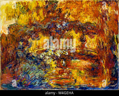 Claude Monet, la passerella giapponese, pittura impressionista, circa 1920