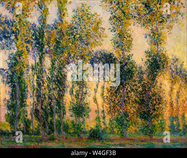 Claude Monet, pioppi a Giverny, Sunrise, la pittura di paesaggio, 1888 Foto Stock