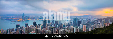 Hong Kong skyline centrale e del porto di Victoria e di Hong Kong, Cina Foto Stock