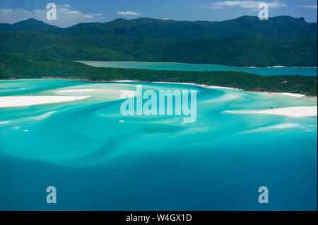 Vista aerea di Whitehaven Beach, Isole Whitsunday, Queensland, Australia Foto Stock