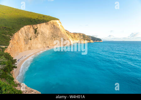 Spiaggia vuota di sera, Porto Katsiki, Lefkada Island, Grecia Foto Stock