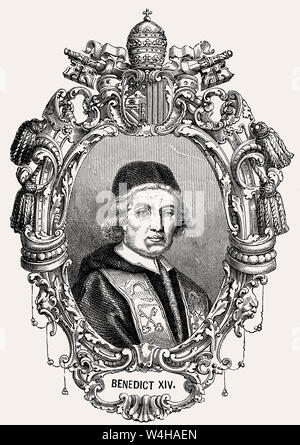 Papa Benedetto XIV o Benedictus XIV, 1675 - 1758, nato Prospero Lorenzo Lambertini, Papa dal 1740 al 1758 Foto Stock