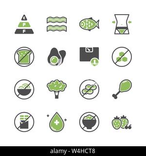 Dieta Ketogenic nel glifo icon set.illustrazione vettoriale Illustrazione Vettoriale