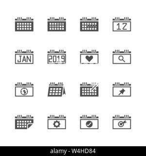 Calendario relativi a glifo icon set.illustrazione vettoriale Illustrazione Vettoriale