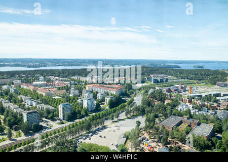 Bella vista superiore della città di Tampere in giornata estiva, Finlandia. Foto Stock