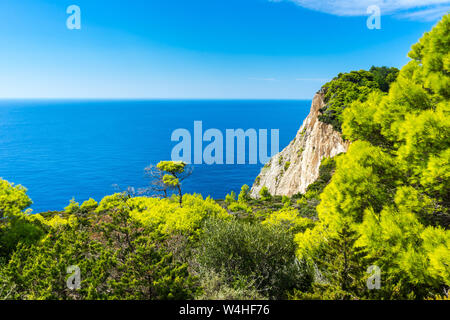 Grecia ZANTE, infinite vista orizzonte blu dell'oceano Foto Stock