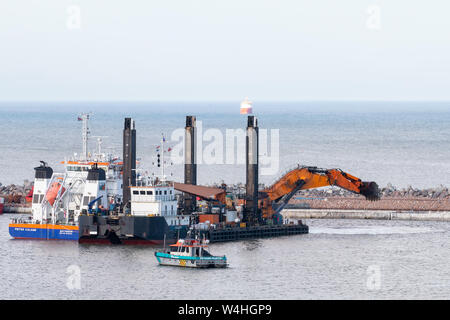 Il porto di Aberdeen progetto di espansione (AHEP) opere di dragaggio per il 22 Luglio 2019 Foto Stock