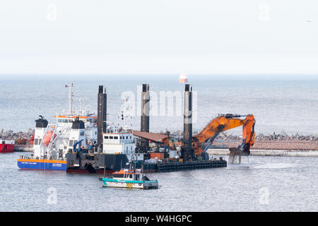 Il porto di Aberdeen progetto di espansione (AHEP) opere di dragaggio per il 22 Luglio 2019 Foto Stock