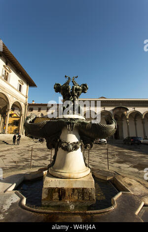 Firenze, Italia - Febbraio 04, 2018: fontana dei mostri marini di Firenze Foto Stock