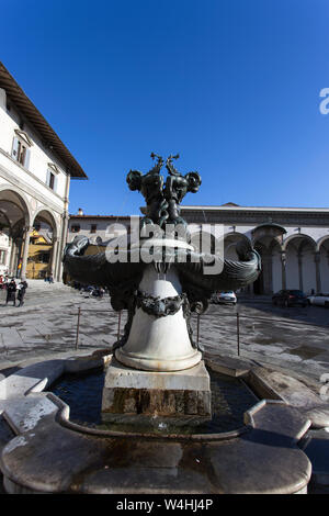 Firenze, Italia - Febbraio 04, 2018: fontana dei mostri marini di Firenze Foto Stock