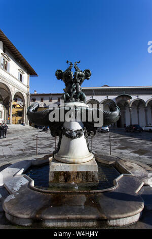 Firenze, Italia - Febbraio 04, 2018: fontana dei mostri marini di Firenze Foto Stock