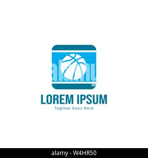 Il logo di basket progettazione del modello. Minimalista logo basket con cornice moderna progettazione del vettore Illustrazione Vettoriale