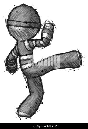 Schizzo uomo ladro kick pongono. Foto Stock