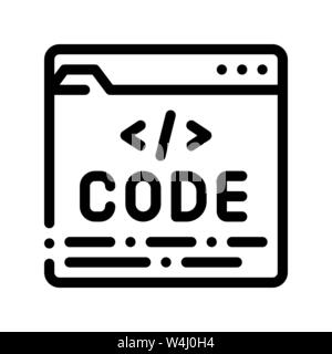 File di codice del sistema di computer di vettore di linea sottile icona Illustrazione Vettoriale