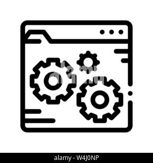 File di fissaggio sistema di codifica del vettore di linea sottile icona Illustrazione Vettoriale