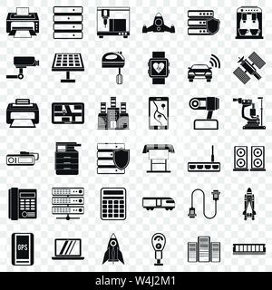 Icone della batteria impostare, stile semplice Illustrazione Vettoriale