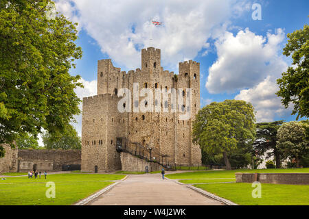 Rochester Castle, Kent, Regno Unito, vista del centro di 'continuare' Foto Stock