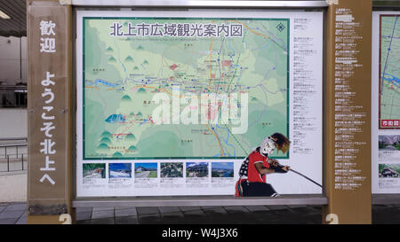 Stazione Kitakami. Una stazione ferroviaria nella città di Kitakami, Iwate, Giappone, azionato dall'Oriente Giappone Azienda ferroviaria (JR East) Foto Stock