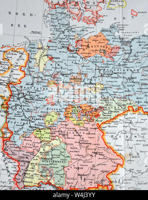 1900 Meyer Mappa di Germania e Polonia Foto Stock