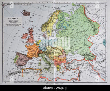 1900 Meyer Mappa di Europa Foto Stock