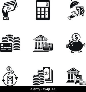 Denaro icon set. Semplice set di 9 denaro icone vettoriali per il web design isolato su sfondo bianco Illustrazione Vettoriale