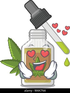 In amore olio di canapa isolato con il cartoon illustrazione vettoriale Illustrazione Vettoriale