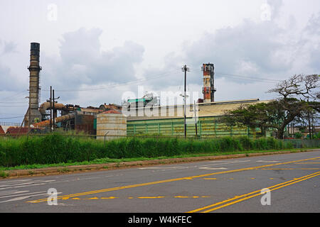 MAUI, HI -1 APR 2018- vista di una vecchia piantagione di zucchero e di fabbrica e Alexander & Baldwin museo dello zucchero, situato in Puʻunene, Hawaii, Kahului, Maui. Foto Stock