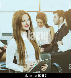 Avvocato leader della società su sfondo, business meeting business partner. Foto Stock