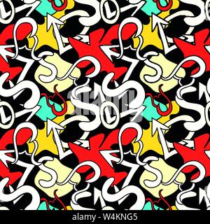 Graffiti luminosi di colore arancione geometrica pattern senza giunture Illustrazione Vettoriale