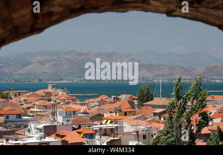 Vista dal castello su Nafplio, Grecia Foto Stock