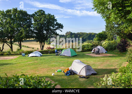 Camping con una vista nel Limburgo, Paesi Bassi Foto Stock