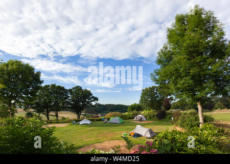 Camping con una vista nel Limburgo, Paesi Bassi Foto Stock