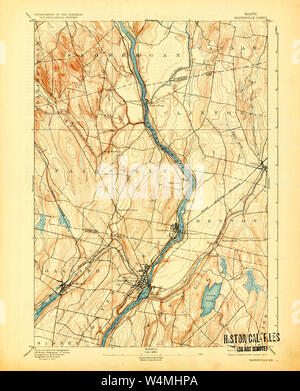 Maine USGS Mappa storica Waterville 807725 1892 62500 Restauro Foto Stock