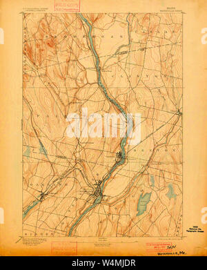 Maine USGS Mappa storica Waterville 807728 1892 62500 Restauro Foto Stock