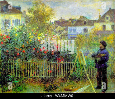 Pierre Auguste Renoir, Monet dipinto nel suo giardino a Argenteuil, pittura, 1873 Foto Stock