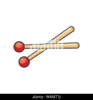 Bastoni tamburo cartoon icona simbolo design isolato su sfondo bianco Illustrazione Vettoriale