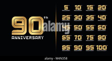 Set di premium logotipo di anniversario. Golden Anniversary Celebration emblema design per profilo aziendale, opuscoli, depliant, rivista, brochure, web bann Illustrazione Vettoriale